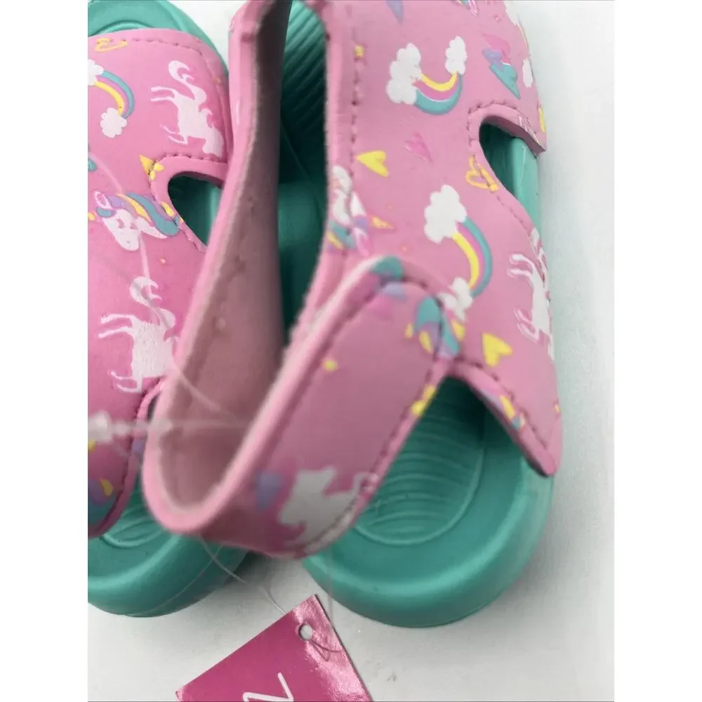 Zoogs Toddler Girls Water Sandals Size 6 Pink Teal Unicorn Beach Pool Summer NWT